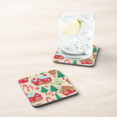 Feestelijke Kerst Gingerbread Houses Trees Pattern Bier Onderzetter (Rechterzijde)