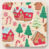 Feestelijke Kerst Gingerbread Houses Trees Pattern Bier Onderzetter (Voorkant)