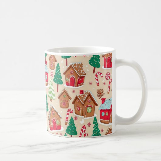 Feestelijke Kerst Gingerbread Houses Trees Pattern Koffiemok (Rechts)