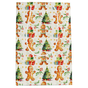 Feestelijke kerst gingerbread medium cadeauzakje