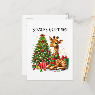 Feestelijke Kerst-giraf Seizoensgroeten  Feestdagenkaart