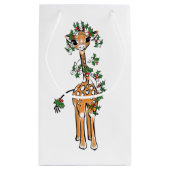 Feestelijke Kerst Giraffe, rood groene slinger Klein Cadeauzakje (Achterkant)