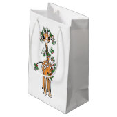 Feestelijke Kerst Giraffe, rood groene slinger Klein Cadeauzakje (Achterkant Gekanteld)