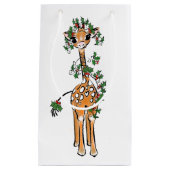Feestelijke Kerst Giraffe, rood groene slinger Klein Cadeauzakje (Voorkant)