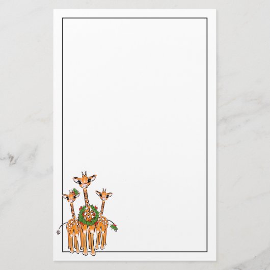 Feestelijke kerst Giraffes holly krans Briefpapier (Voorkant)