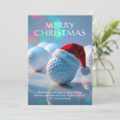 Feestelijke Kerst Golf Ball met Santa Hat Feestdagenkaart (Staand voorkant)