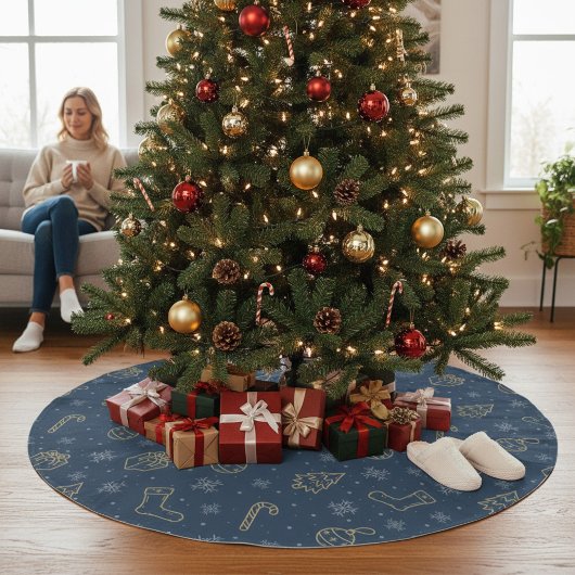 Feestelijke Kerst Goud Blauw Snoep Cane Gifts Tree Kerstboom Rok