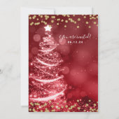 Feestelijke Kerst Goud Rode bruiloft Sparkle Tree Kaart (Achterkant)