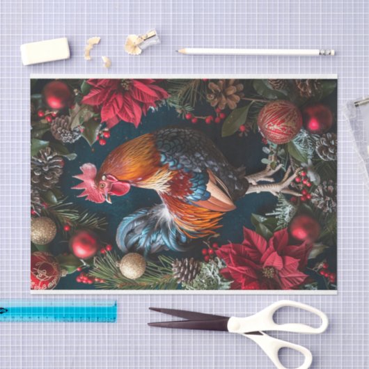 Feestelijke kerst haan decoupage tissuepapier (Craft)