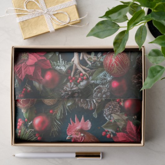 Feestelijke kerst haan decoupage tissuepapier (Geschenk)