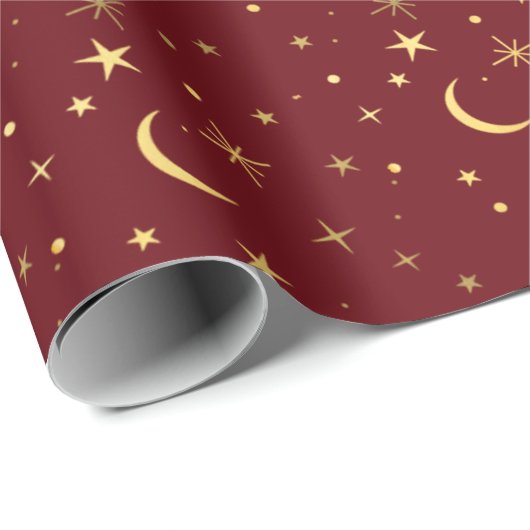 Feestelijke Kerst Hemelse Maan & Sterren Cadeaupapier (Rol Hoek)