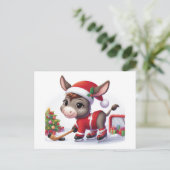 Feestelijke Kerst Hockey Ezel Briefkaart (Staand voorkant)