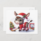 Feestelijke Kerst Hockey Ezel Briefkaart (Voorkant / Achterkant)