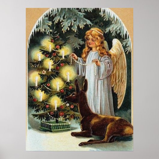 feestelijke  kerst Holiday Angel Poster (Voorkant)