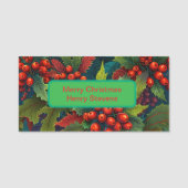 Feestelijke Kerst Holly Naam Badge (Voorkant)