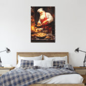 Feestelijke kerst home decor Santa bakken koekjes Canvas Afdruk (Insitu (Slaapkamer))