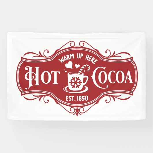 Feestelijke Kerst Hot cacao bar verkopers Spandoek (Horizontaal)