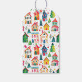Feestelijke Kerst Huizen Cadeau Label Cadeaulabel (Voorkant)