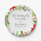 Feestelijke Kerst Huwelijk Bloemstuk Persoonlijk Papieren Bordje (Voorkant)