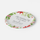 Feestelijke Kerst Huwelijk Bloemstuk Persoonlijk Papieren Bordje (Gekanteld)