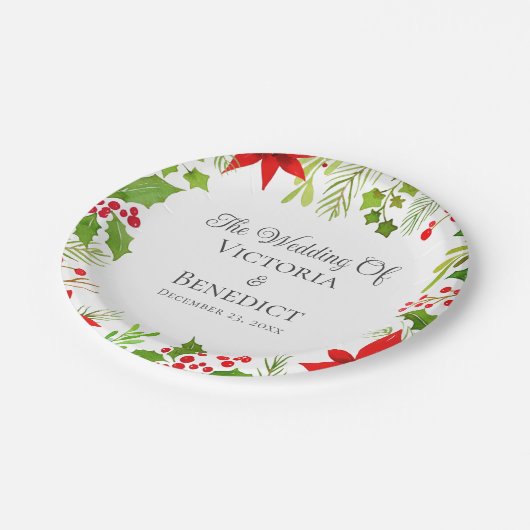 Feestelijke Kerst Huwelijk Bloemstuk Persoonlijk Papieren Bordje (Gekanteld)