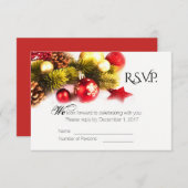 Feestelijke Kerst Huwelijk RSVP Kaart (Voorkant / Achterkant)