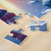 Feestelijke kerst ijsschaats scene legpuzzel (Zijkant)