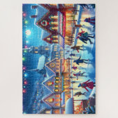 Feestelijke kerst ijsschaats scene legpuzzel (Verticaal)