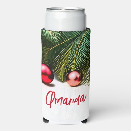 Feestelijke Kerst in juli Tropische Palmboom Naam Seltzer Blikjeskoeler (Seltzer Voorkant)