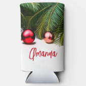 Feestelijke Kerst in juli Tropische Palmboom Naam Seltzer Blikjeskoeler (Voorkant)