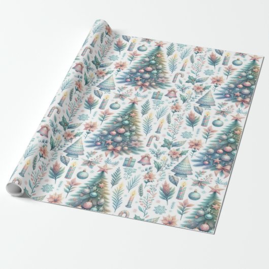 Feestelijke Kerst inpakpapier ontwerp (Uitgerold)