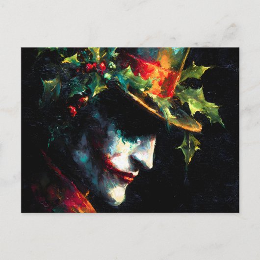 Feestelijke kerst Joker Portret Aankondigingskaart (Voorkant)