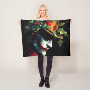 Feestelijke kerst Joker Portret Fleece Deken