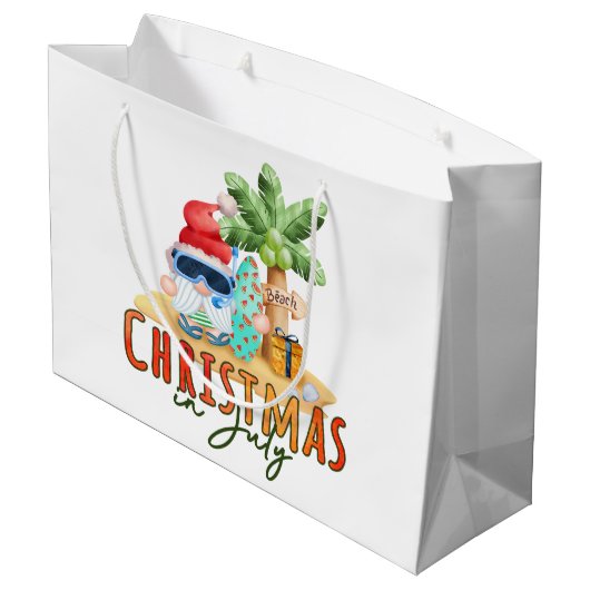 feestelijke kerst juli kabouter strand groot cadeauzakje (Achterkant Gekanteld)