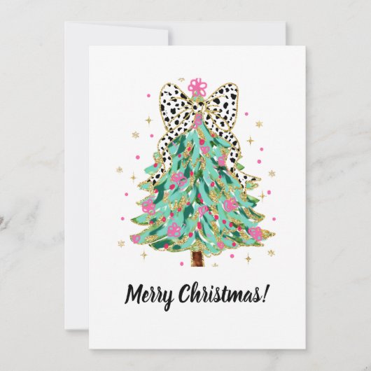 Feestelijke Kerst Kaart Coquette Bow (Voorkant)