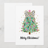 Feestelijke Kerst Kaart Coquette Bow (Voorkant / Achterkant)