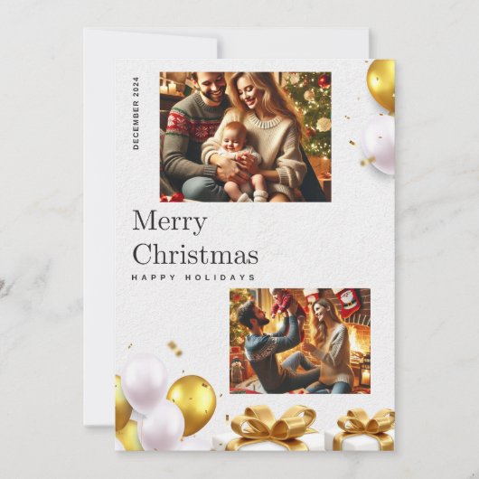 Feestelijke Kerst Kaart met Familie Liefde & Joy (Voorkant)