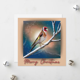 Feestelijke Kerst Kaart met Goldfinch Illustration
