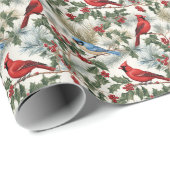 Feestelijke kerst kardinaal tegelpatroon cadeaupapier (Rol Hoek)