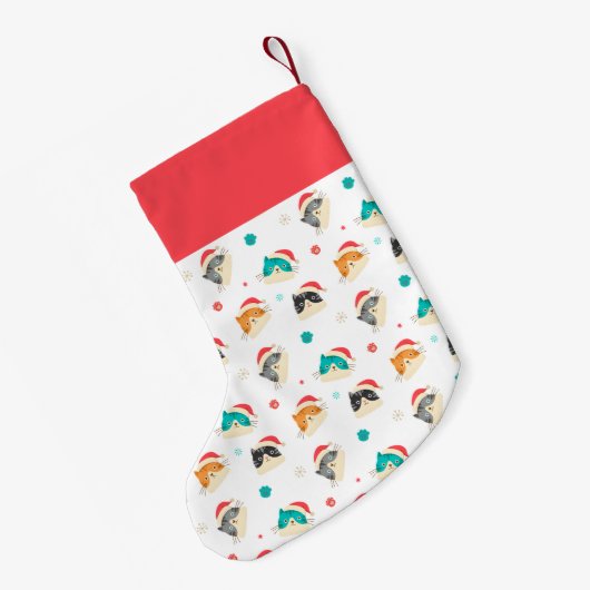 Feestelijke Kerst Katten Patroon Gepersonaliseerd Kleine Kerstsok (Achterkant (Hangend))