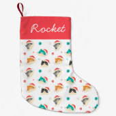 Feestelijke Kerst Katten Patroon Gepersonaliseerd Kleine Kerstsok (Voorkant)