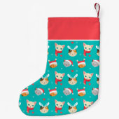 Feestelijke Kerst Katten Patroon Gepersonaliseerd Kleine Kerstsok (Achterkant)