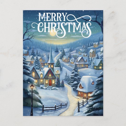 Feestelijke Kerst Kerk scène toevoegen bericht Feestdagenkaart (Voorkant)