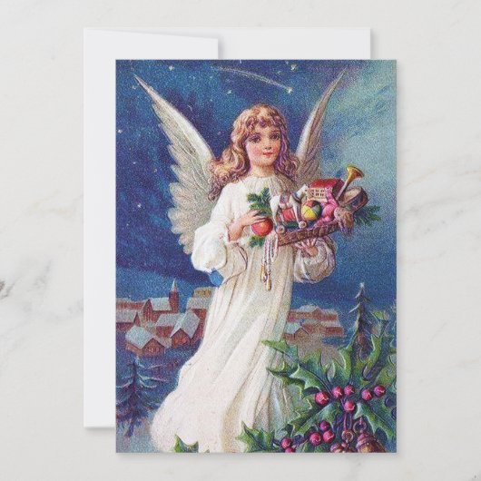 feestelijke kerst-kerst-engel voegt sentiment toe notitiekaartje (Voorkant)