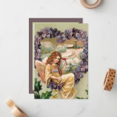 feestelijke kerst-kerst-engel voegt sentiment toe notitiekaartje (Voorkant / Achterkant in situ)