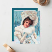 feestelijke kerst - kerstdame voegt gevoel toe notitiekaartje (Voorkant / Achterkant in situ)