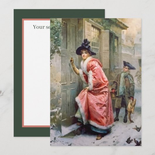 feestelijke kerst kerstfeestdag dame en jongen notitiekaartje (Voorkant / Achterkant)