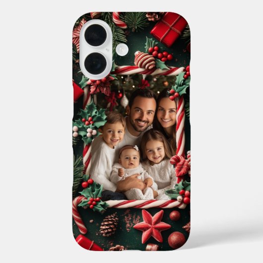 Feestelijke Kerst Kerststok Custom Foto Case-Mate iPhone Case (Achterkant)