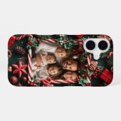 Feestelijke Kerst Kerststok Custom Foto iPhone 16 Hoesje (Achterkant horizontaal)