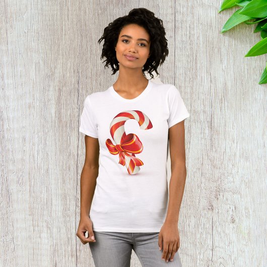 Feestelijke Kerst Kerststok met Rode Lint T-shirt